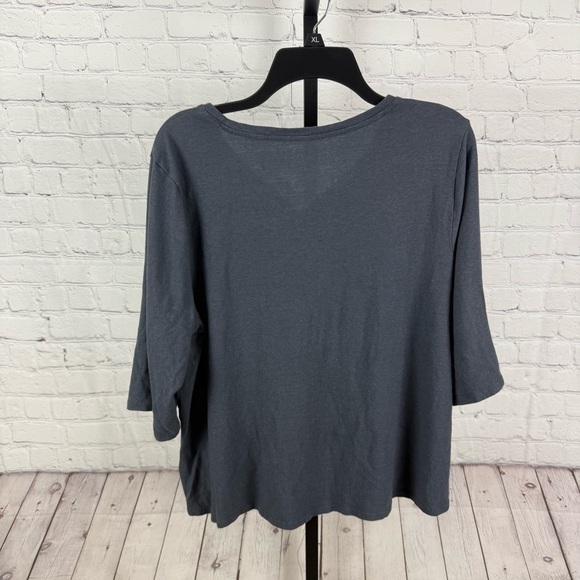 Pure Jill Hemp and Cotton Henley Dark Gray Blue Top Size XL - Picture 4 of 6